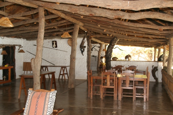 inside the lounge of a lodge on the Zambezi